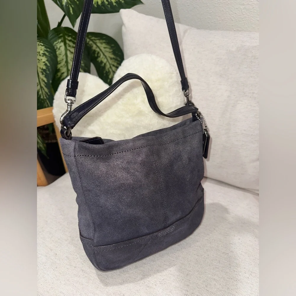 Coach Parkside Hobo Gray Shimmery Brushed Leather Shoulder Crossbody Bag #36897E